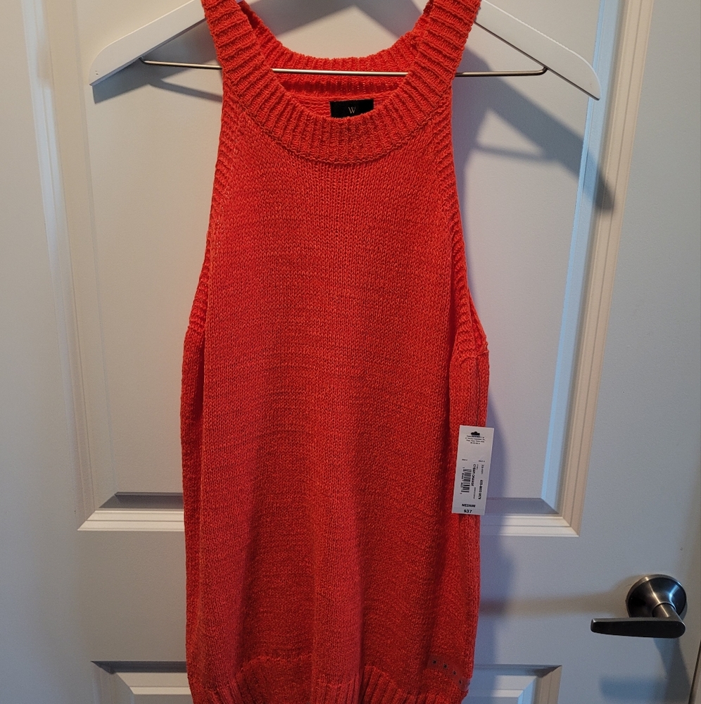 Bright orange knitted tank top